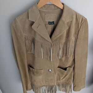 Vtg RALPH LAUREN Dry Goods Fringed Suede Jacket Women's PS Western Rodeo Boho